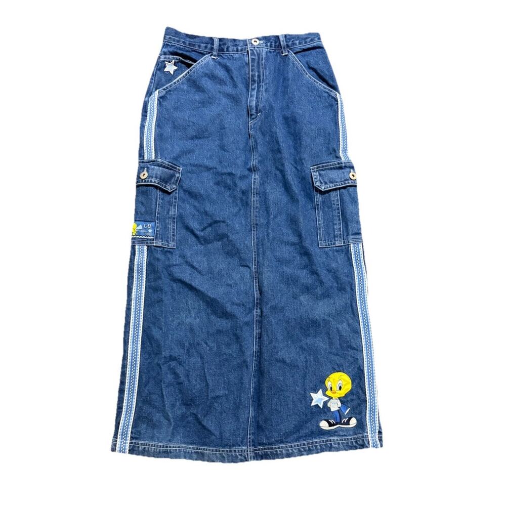 Vintage Looney Tunes Tweety Bird Long Denim Skirt Size 14/16 Youth